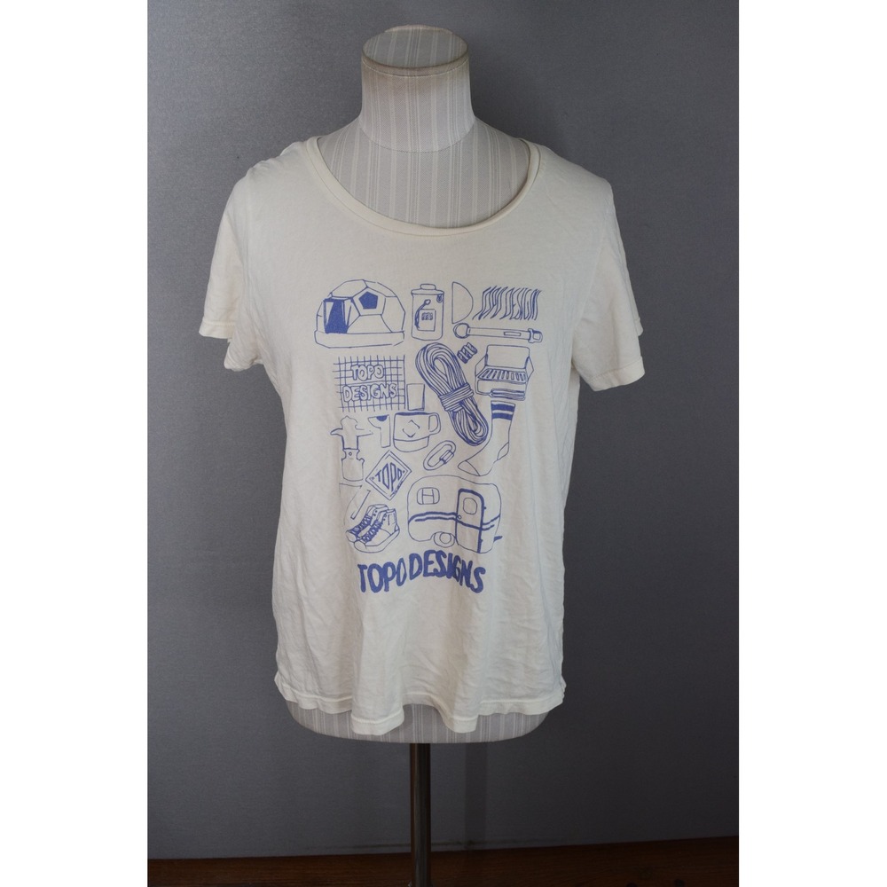 Topo Designs Graphic Tee M Cream Organic Cotton Outdoor Gear Women Top